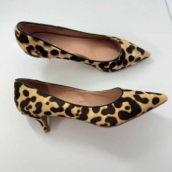 Joie Leopard Print Calf Hair Heels Women’s 9 Pointed Toe Real Fur Kitten Heels - Picture 3 of 11